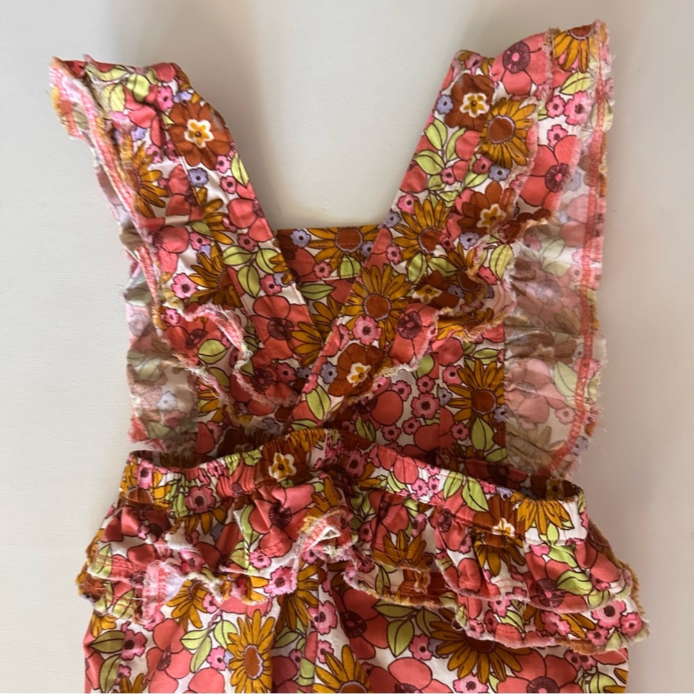 Wonder Nation Floral Overalls - Pink and Yellow - Picture 6 of 7